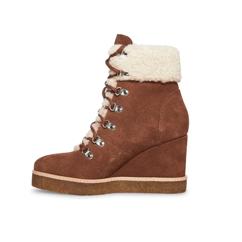 Steve Madden Marcel Wedge Suede Bootie Faux‎ Shearling